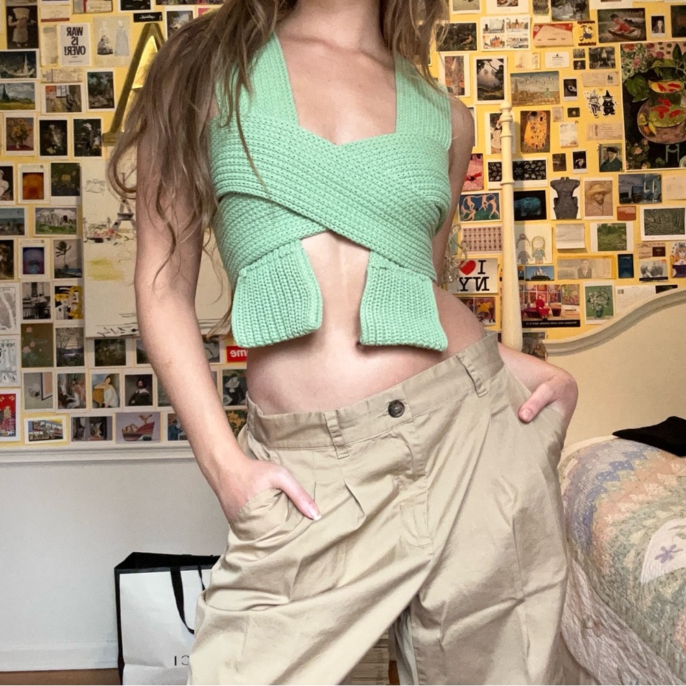minty green Simonett nanu knit wrap customizable crop top